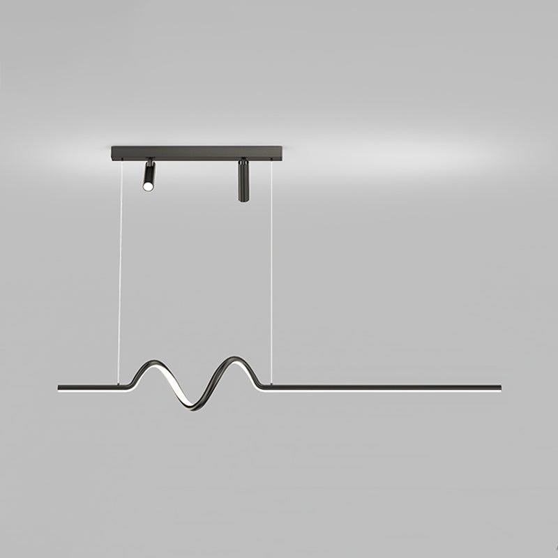 Linear Shape Island Lighting Ideas Contemporary Style Metal Island Pendants in Black