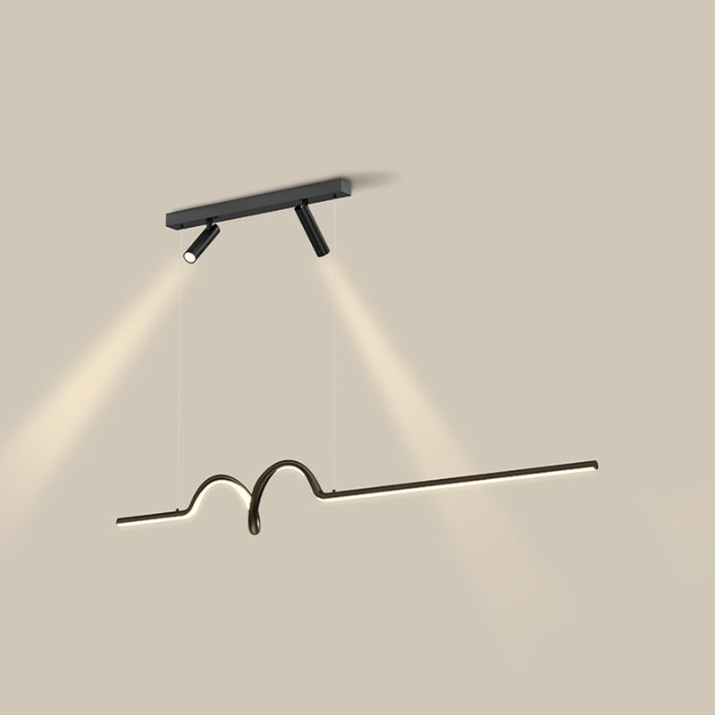 Linear Shape Island Lighting Ideas Contemporary Style Metal Island Pendants in Black