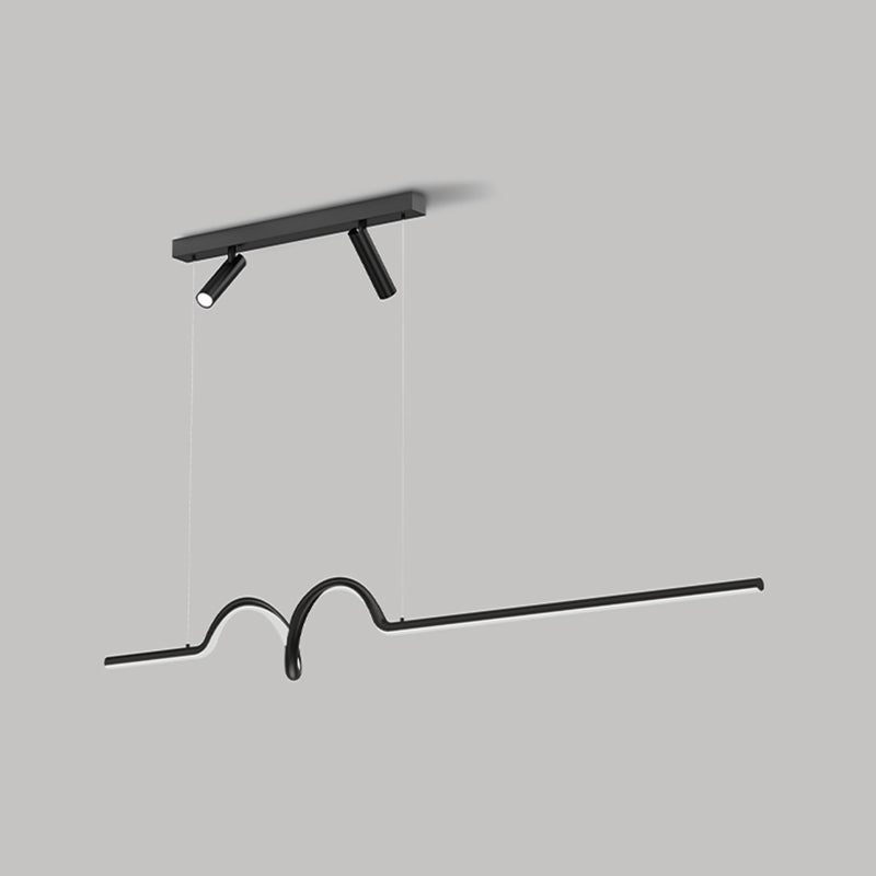 Linear Shape Island Lighting Ideas Contemporary Style Metal Island Pendants in Black