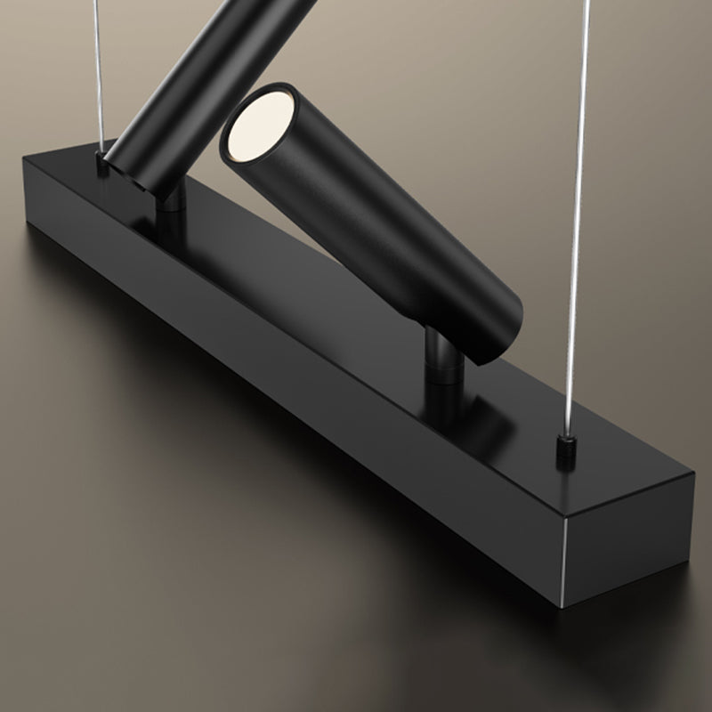 Linear Shape Island Lighting Ideas Contemporary Style Metal Island Pendants in Black