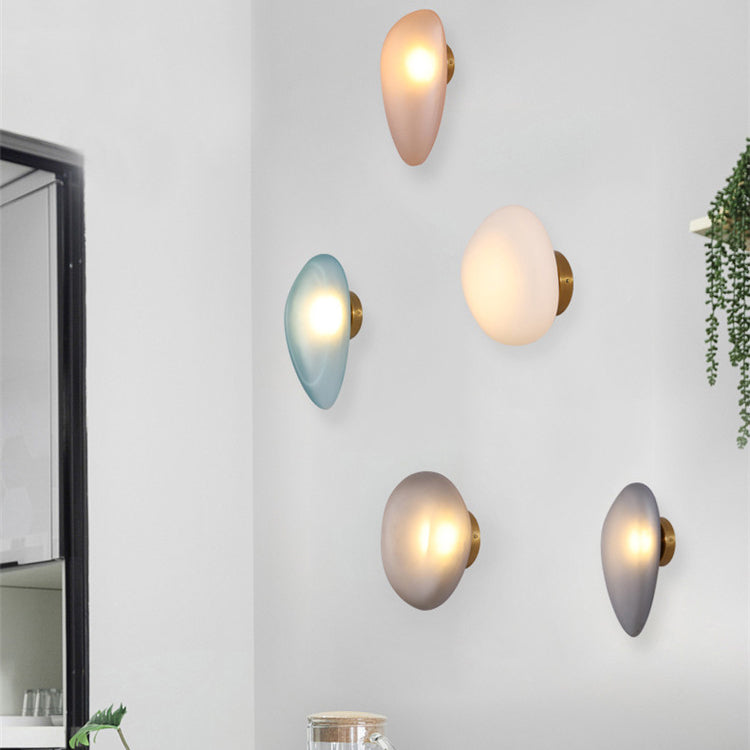 Nordic Style LED Wall Light Cobblestone Shape Wall Lamp with Glass Shade for Living