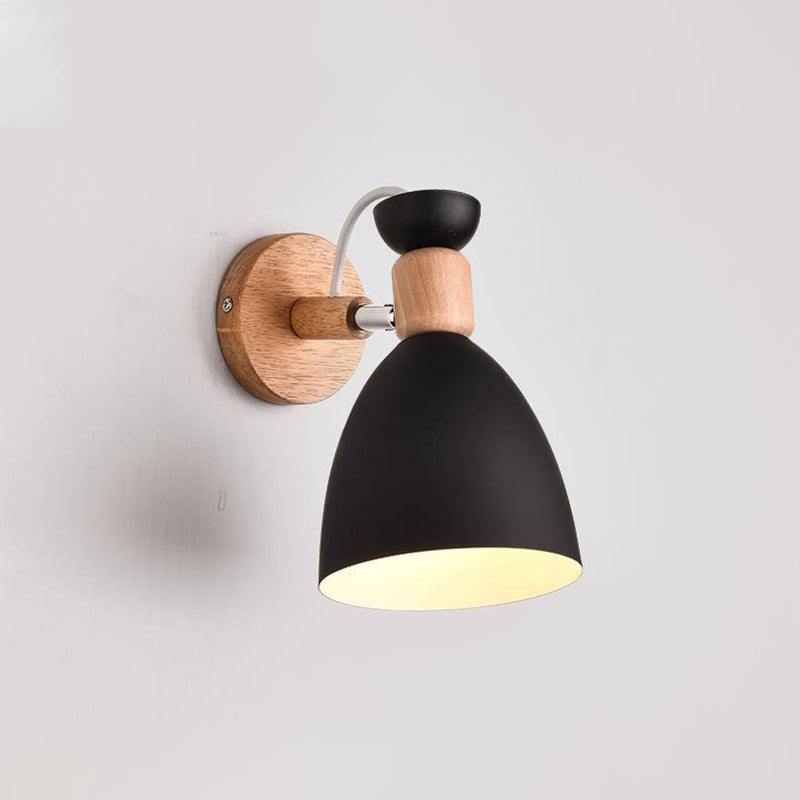 Nordic Metal Wall Light Geometric Colorful Wall Sconce with Wood for Living Room