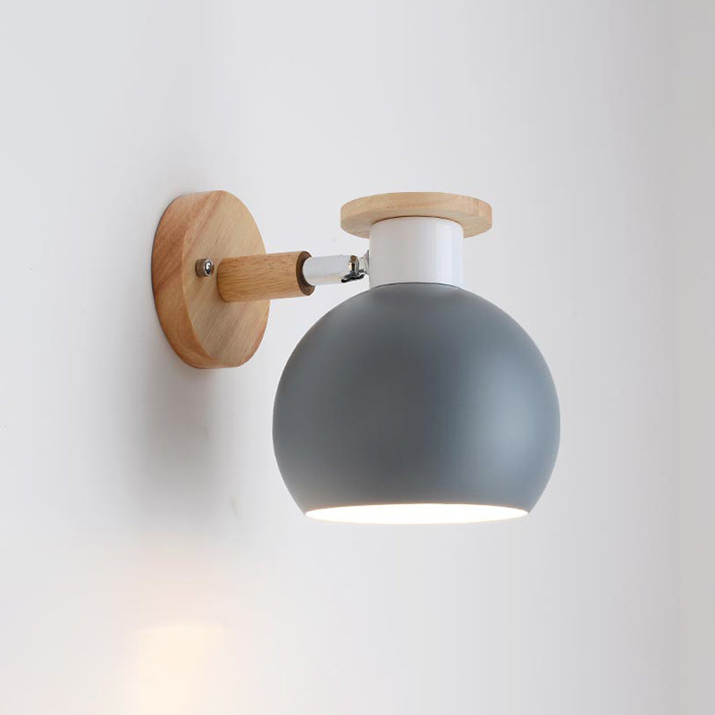 Nordic Metal Wall Light Geometric Colorful Wall Sconce with Wood for Living Room