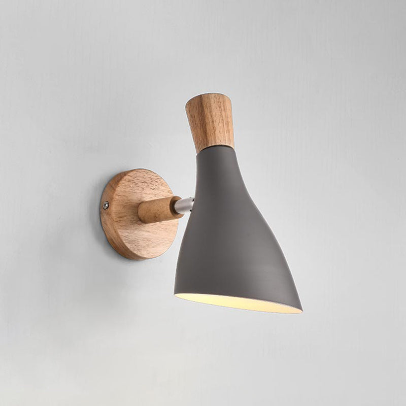 Nordic Metal Wall Light Geometric Colorful Wall Sconce with Wood for Living Room