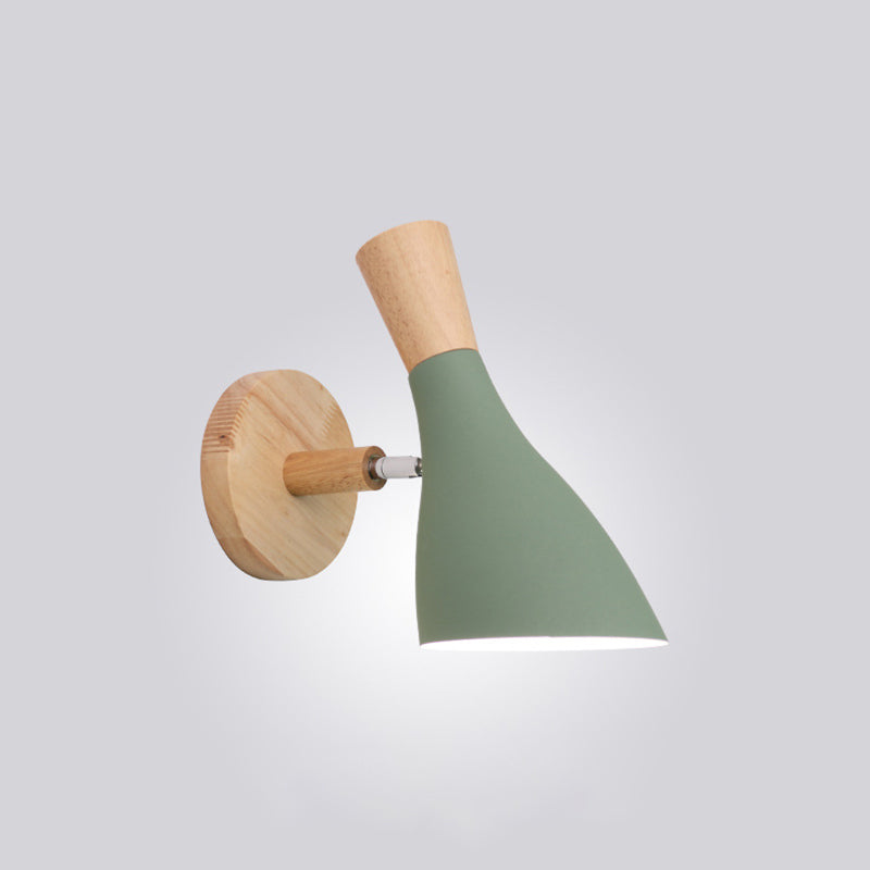 Nordic Metal Wall Light Geometric Colorful Wall Sconce with Wood for Living Room