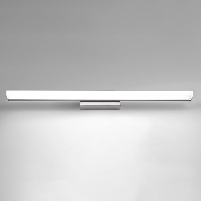 1-Light Linear Vanity Wall Lights Modern Style Metal Vanity Mirror Lights in Silver
