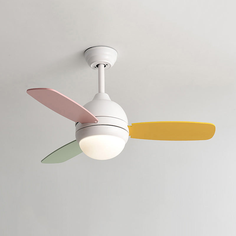 Metal Round Shape Ceiling Fan Light Kids Style 1-Light Ceiling Fan Lighting for Bedroom