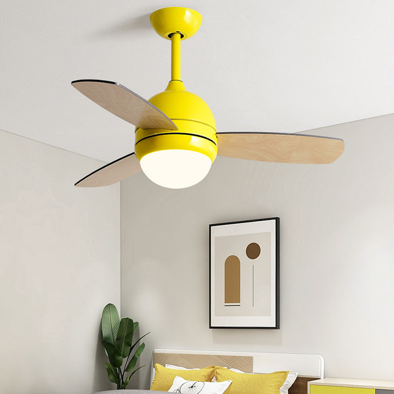 Metal Round Shape Ceiling Fan Light Kids Style 1-Light Ceiling Fan Lighting for Bedroom