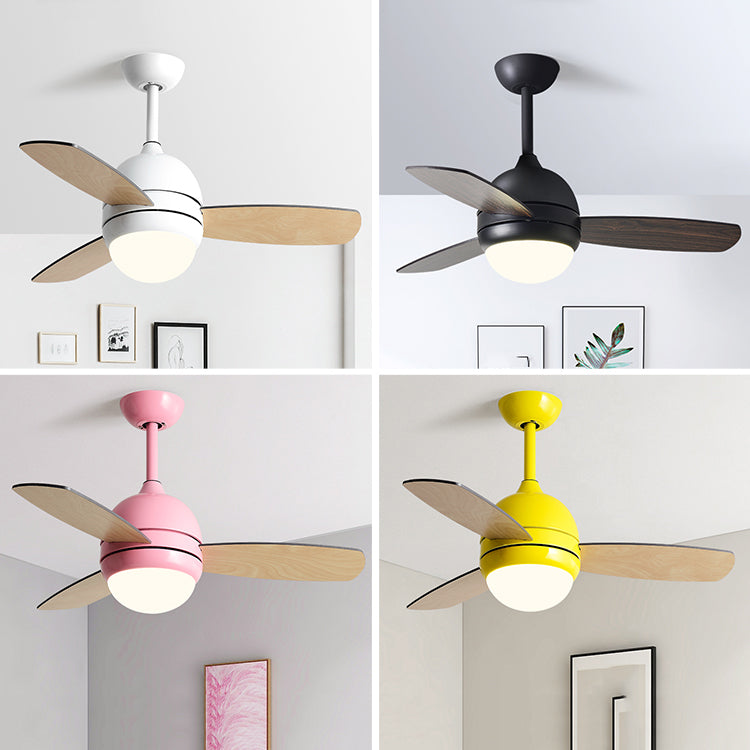 Metal Round Shape Ceiling Fan Light Kids Style 1-Light Ceiling Fan Lighting for Bedroom