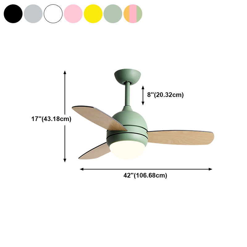 Metal Round Shape Ceiling Fan Light Kids Style 1-Light Ceiling Fan Lighting for Bedroom