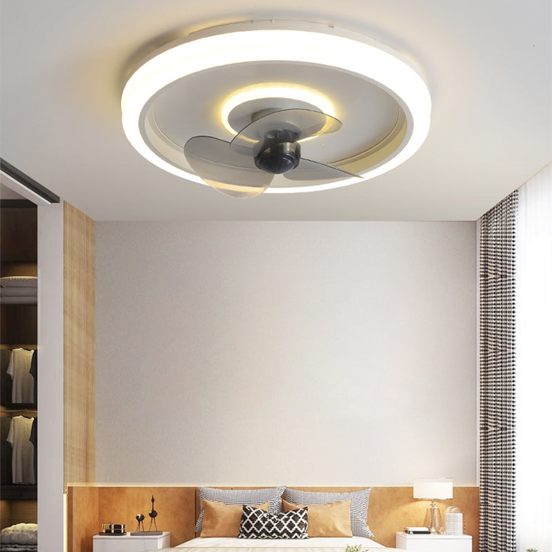 Modern 20" Wide LED Fan Light Metal Round Flush Mount Light for Living Room