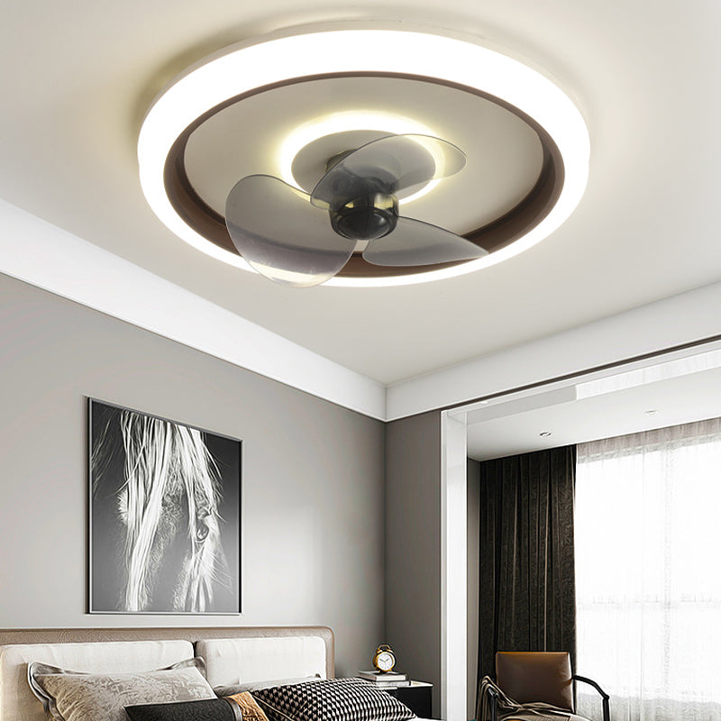 Modern 20" Wide LED Fan Light Metal Round Flush Mount Light for Living Room
