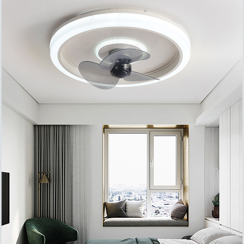 Modern 20" Wide LED Fan Light Metal Round Flush Mount Light for Living Room