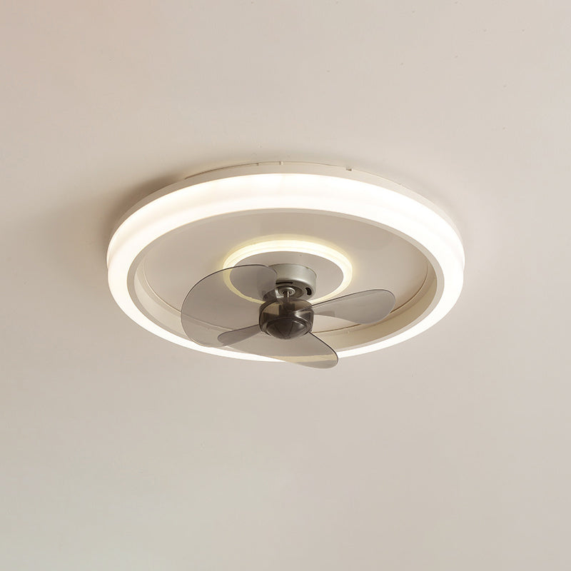 Modern 20" Wide LED Fan Light Metal Round Flush Mount Light for Living Room