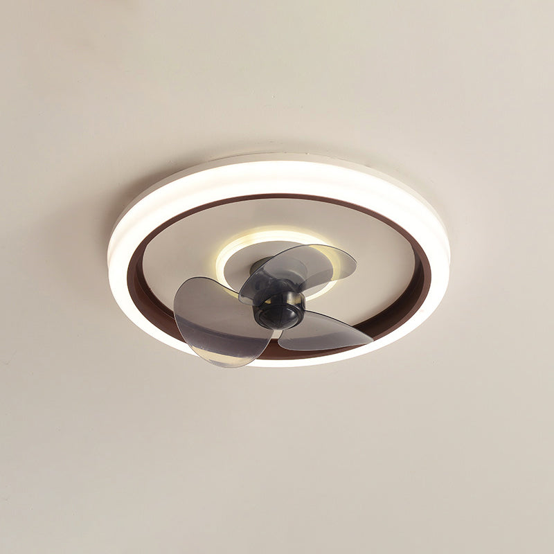 Modern 20" Wide LED Fan Light Metal Round Flush Mount Light for Living Room