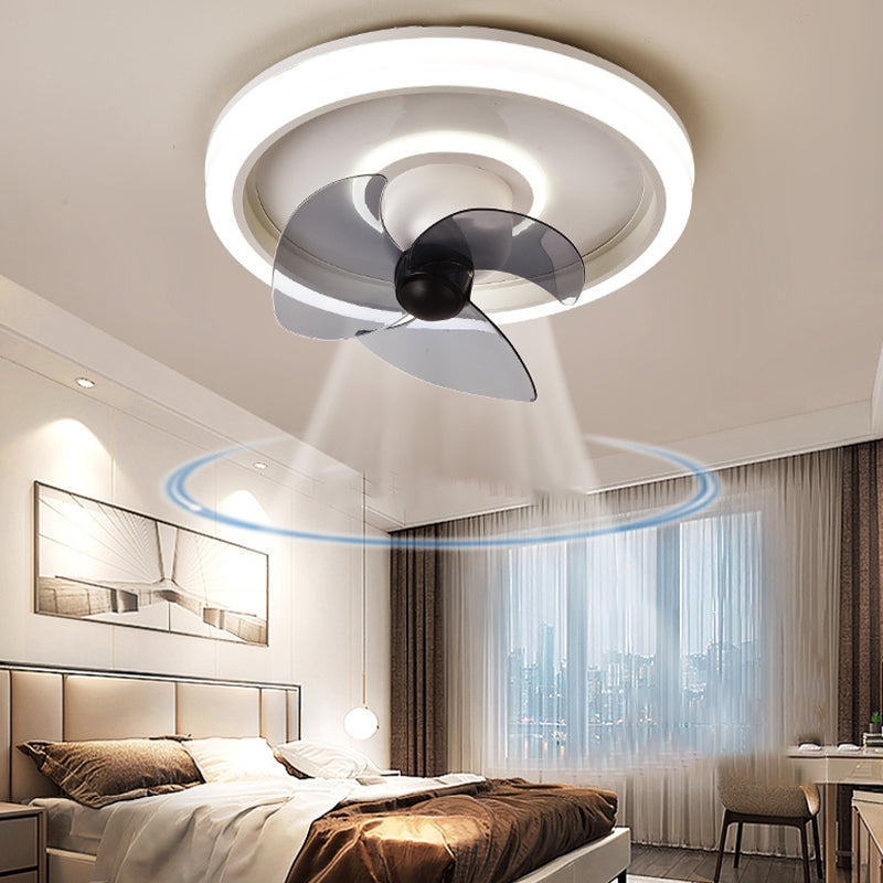 Modern 20" Wide LED Fan Light Metal Round Flush Mount Light for Living Room