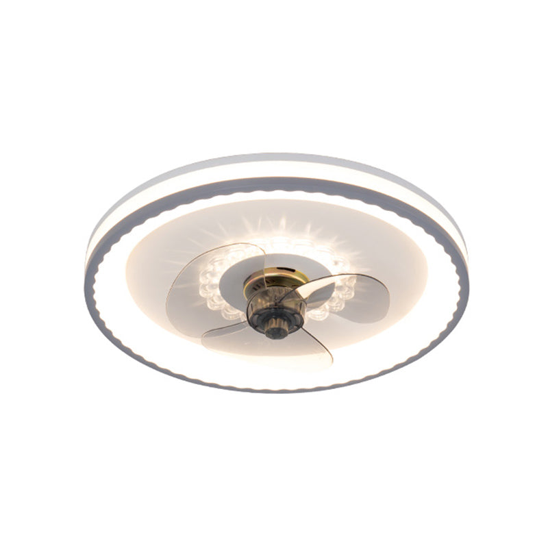 Modern LED Ceiling Fan Light Round Ceiling Mount Lamp with Acrylic Shade for Bedroom