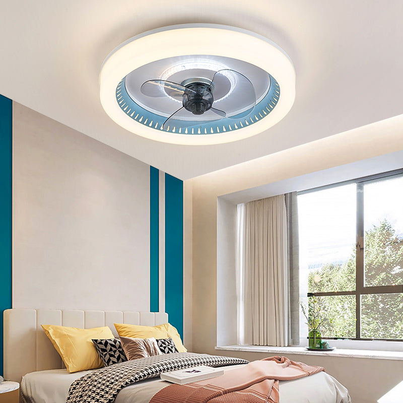 Modern LED Ceiling Fan Light Round Ceiling Mount Lamp with Acrylic Shade for Bedroom