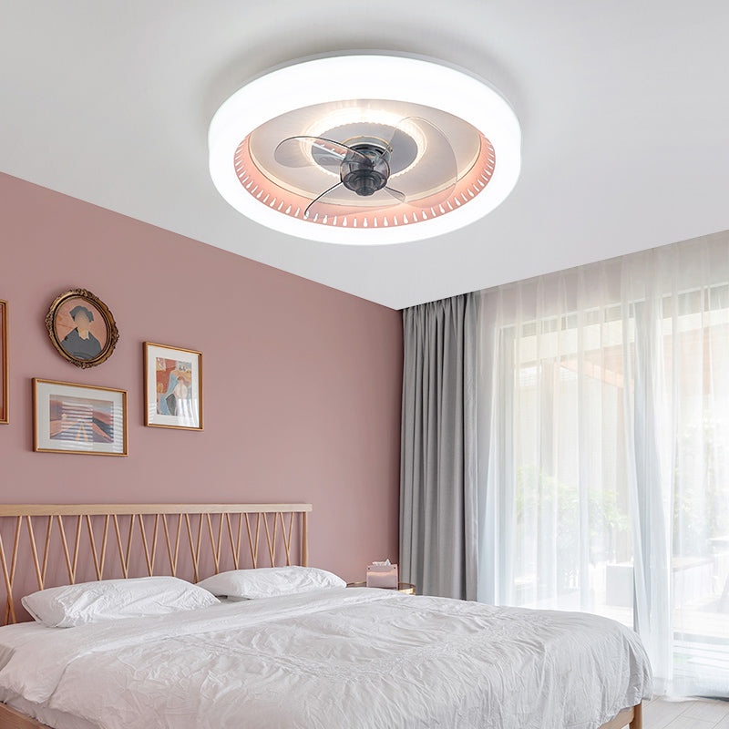 Modern LED Ceiling Fan Light Round Ceiling Mount Lamp with Acrylic Shade for Bedroom