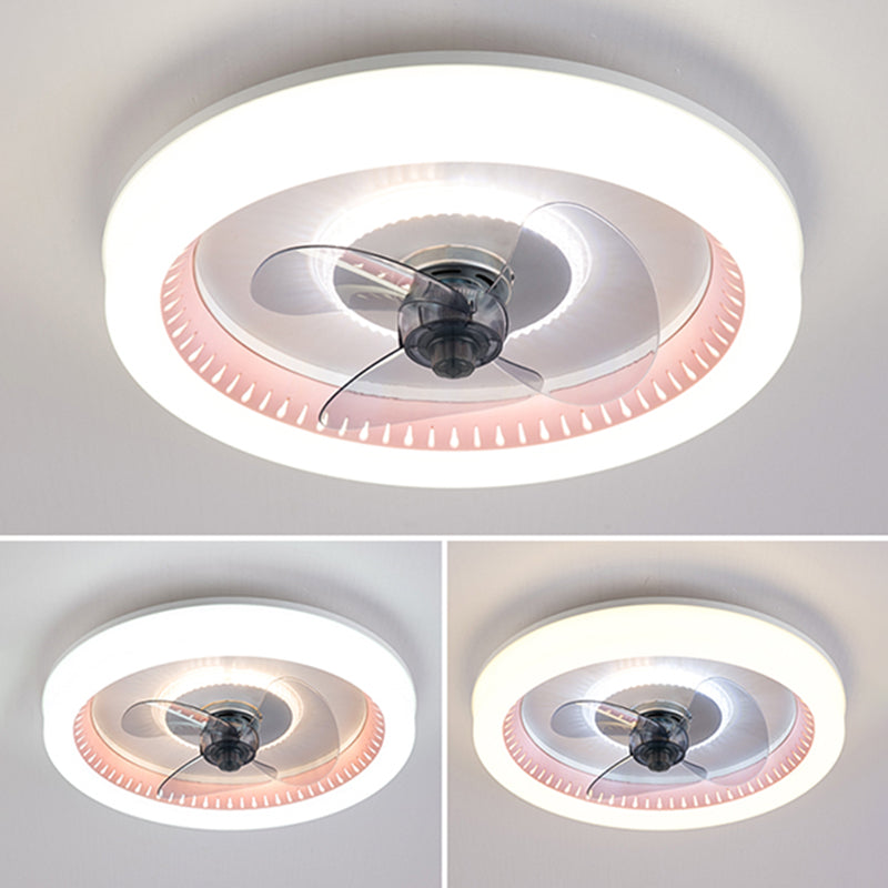 Modern LED Ceiling Fan Light Round Ceiling Mount Lamp with Acrylic Shade for Bedroom