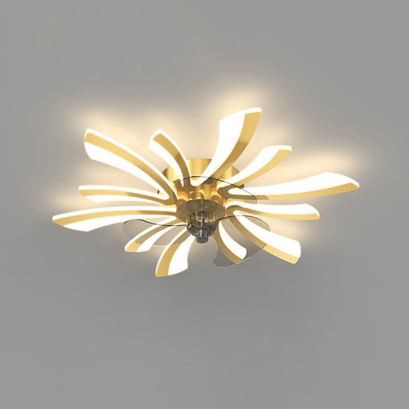 Modern Style LED Fan Light Metal Geometric Flush Mount Light for Living Room