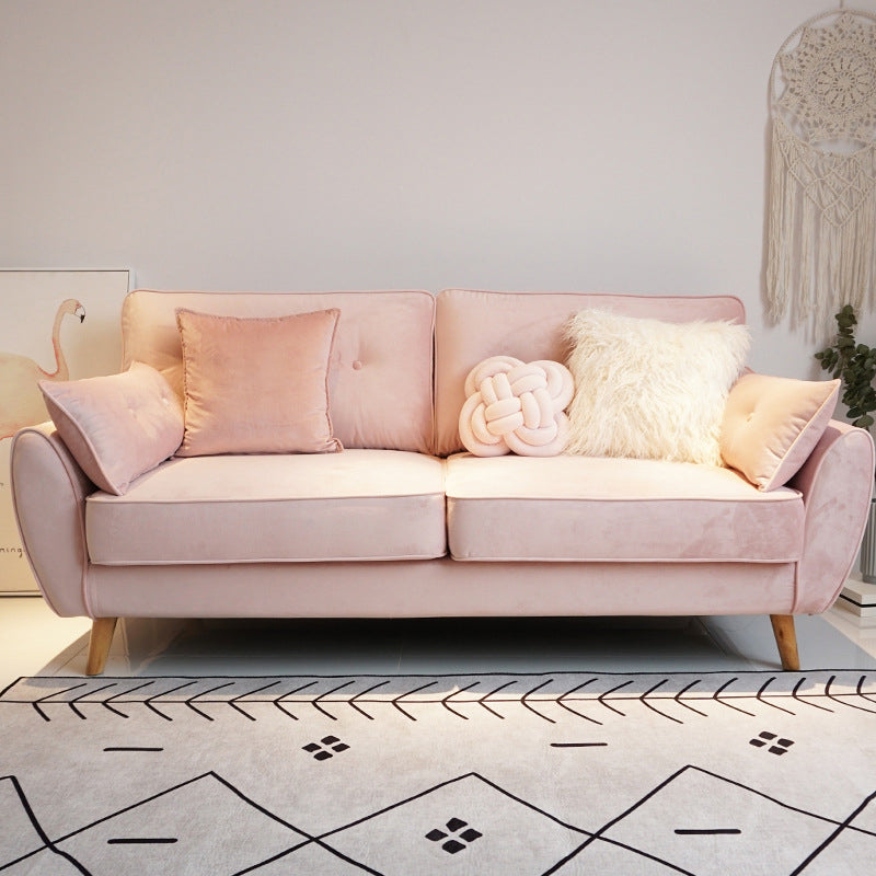 34.6"H Cotton Blend Solid Color Tufted Flared Arm Sofa for Living Room
