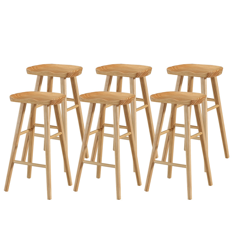 Modern Footrest Counter Chair Saddle Seat Solid Wood Bar Stool in Coffee Shop