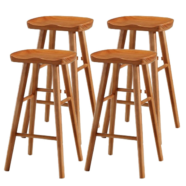 Modern Footrest Counter Chair Saddle Seat Solid Wood Bar Stool in Coffee Shop