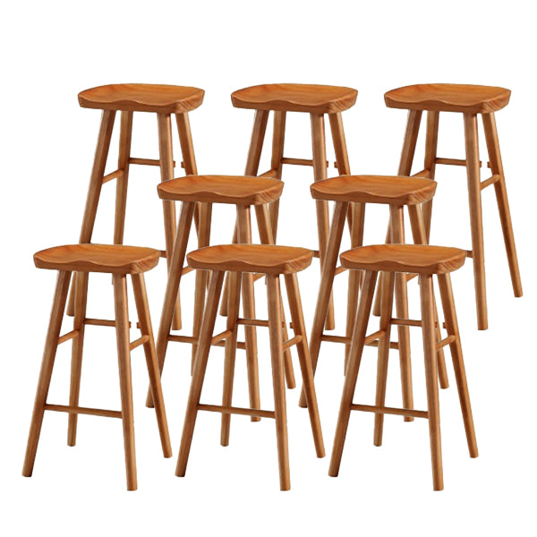 Modern Footrest Counter Chair Saddle Seat Solid Wood Bar Stool in Coffee Shop