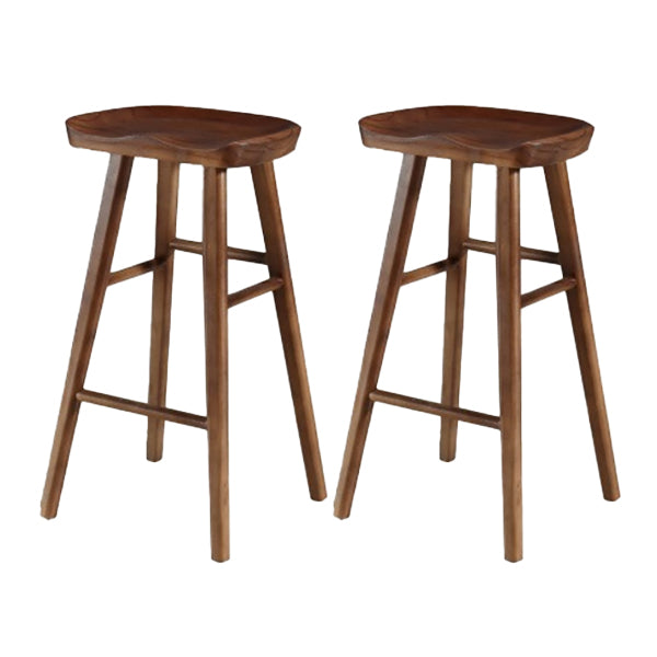 Modern Footrest Counter Chair Saddle Seat Solid Wood Bar Stool in Coffee Shop
