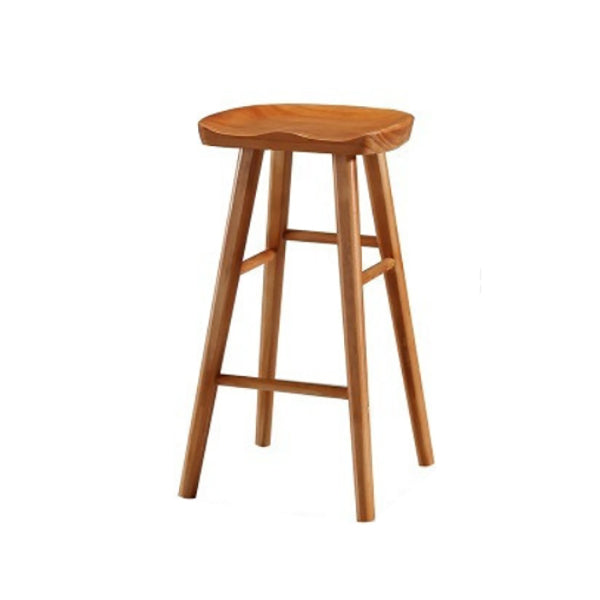 Modern Footrest Counter Chair Saddle Seat Solid Wood Bar Stool in Coffee Shop