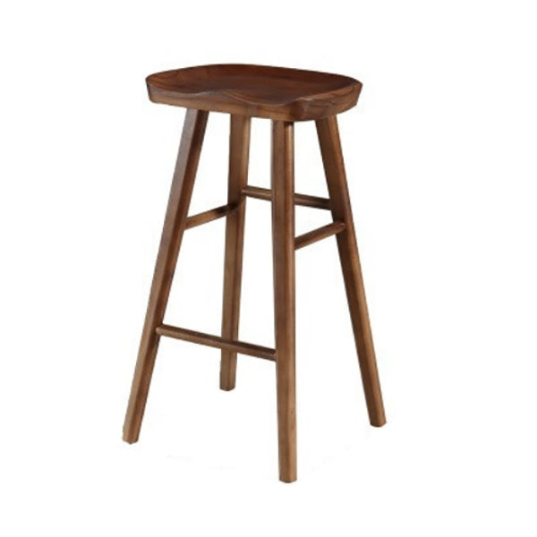 Modern Footrest Counter Chair Saddle Seat Solid Wood Bar Stool in Coffee Shop