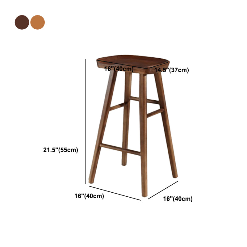 Modern Footrest Counter Chair Saddle Seat Solid Wood Bar Stool in Coffee Shop