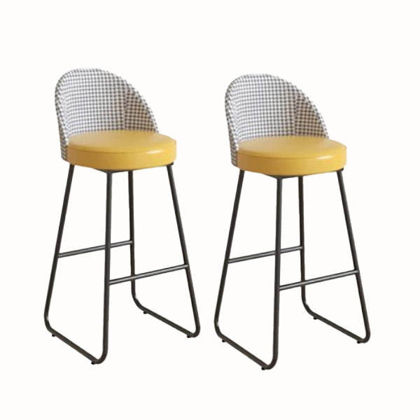 Modern Leather Footrest Counter Chair Bucket Bar Stool with Black Base