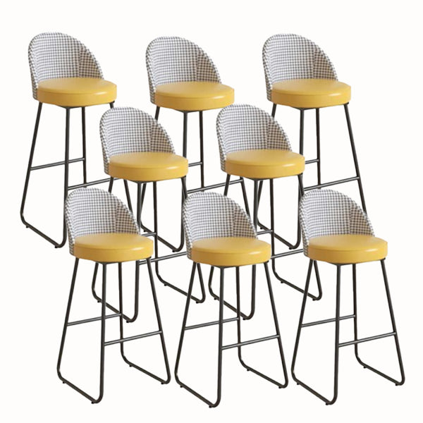 Modern Leather Footrest Counter Chair Bucket Bar Stool with Black Base