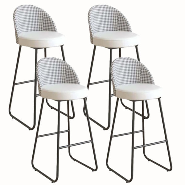 Modern Leather Footrest Counter Chair Bucket Bar Stool with Black Base