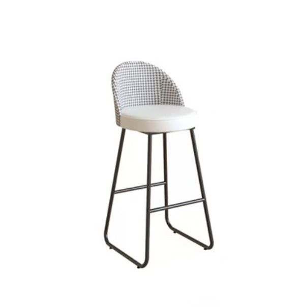 Modern Leather Footrest Counter Chair Bucket Bar Stool with Black Base