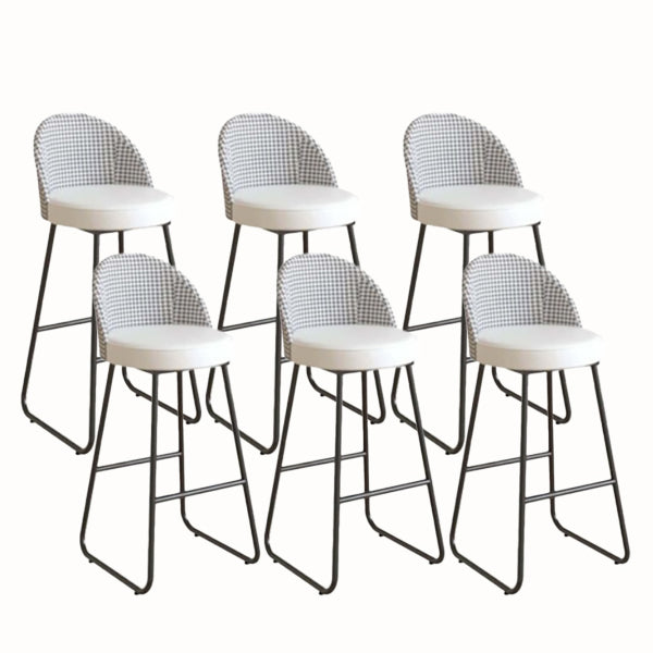 Modern Leather Footrest Counter Chair Bucket Bar Stool with Black Base