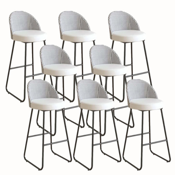 Modern Leather Footrest Counter Chair Bucket Bar Stool with Black Base