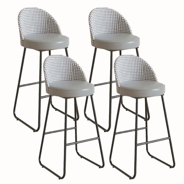 Modern Leather Footrest Counter Chair Bucket Bar Stool with Black Base