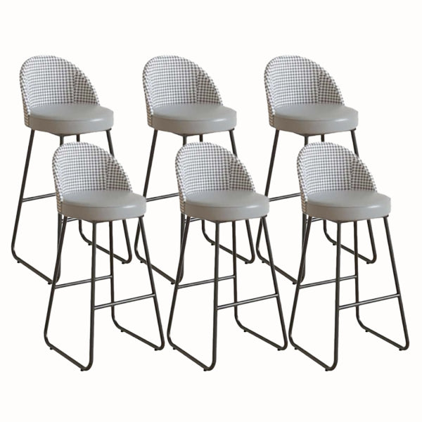 Modern Leather Footrest Counter Chair Bucket Bar Stool with Black Base