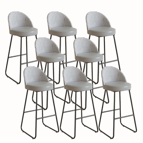 Modern Leather Footrest Counter Chair Bucket Bar Stool with Black Base