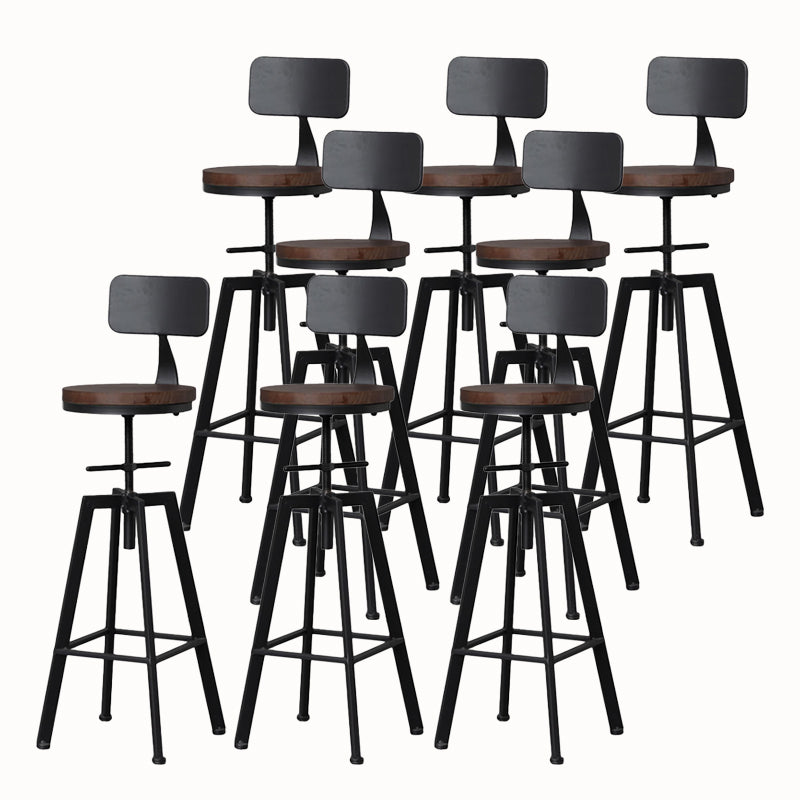 Industrial Style Wood Top Barstool Adjustable Bar Stool for Living Room