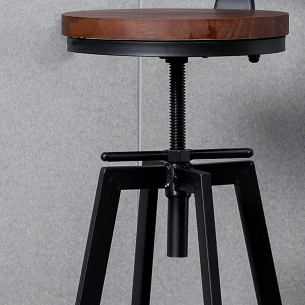 Industrial Style Wood Top Barstool Adjustable Bar Stool for Living Room