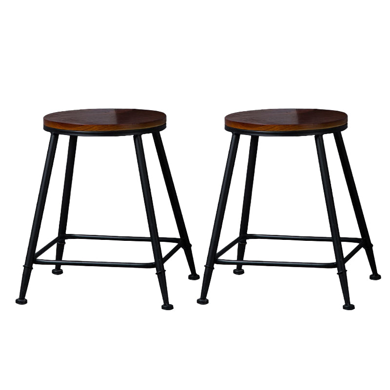 Indoor Industrial Style Wood Top Barstool Metal 4 Legs Bar Stool with Pedal