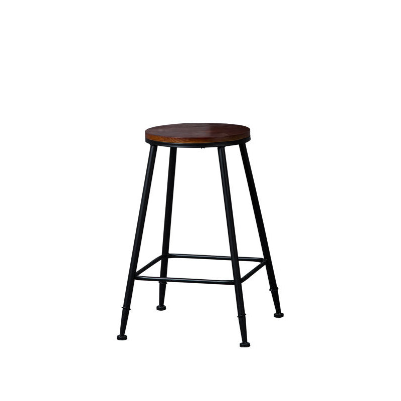Indoor Industrial Style Wood Top Barstool Metal 4 Legs Bar Stool with Pedal