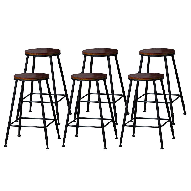 Indoor Industrial Style Wood Top Barstool Metal 4 Legs Bar Stool with Pedal