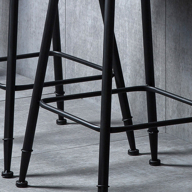 Indoor Industrial Style Wood Top Barstool Metal 4 Legs Bar Stool with Pedal