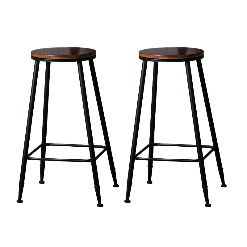 Indoor Industrial Style Wood Top Barstool Metal 4 Legs Bar Stool with Pedal