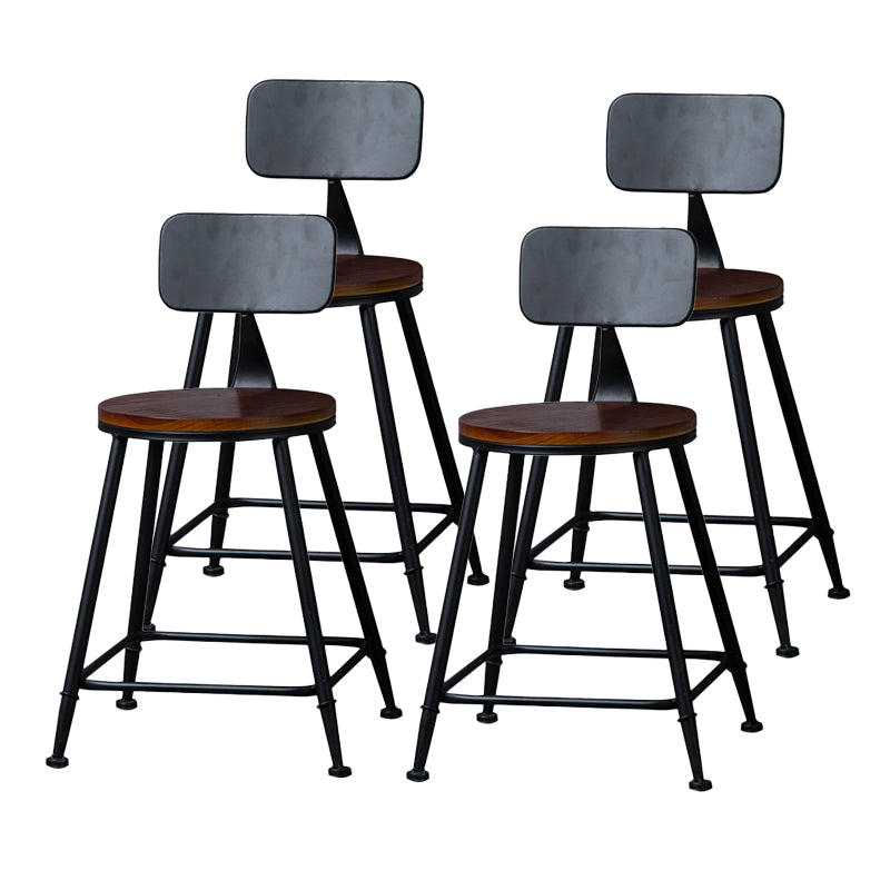 Indoor Industrial Style Wood Top Barstool Metal 4 Legs Bar Stool with Pedal